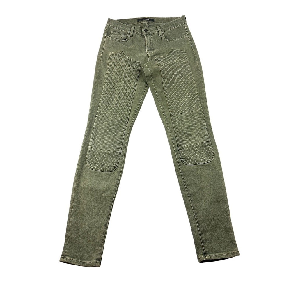 J. Brand Jeans Men 28 Green Vin Mantis Skinny Denim Moto Panels USA Made Edgwear